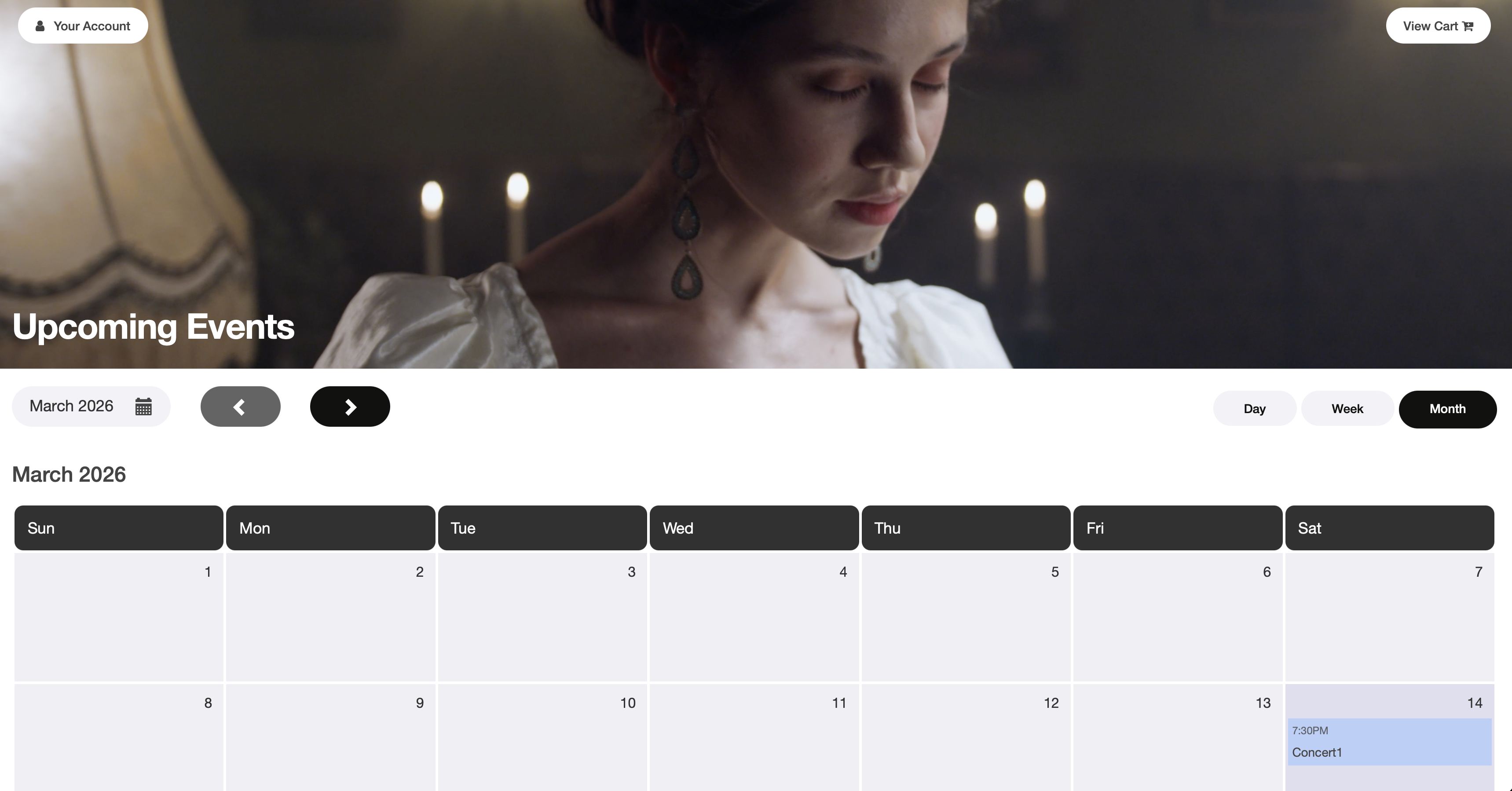 Custom events listing layout